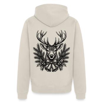 Weihnachten Hirsch - Unisex Premium Bio Zip Hoodie - Beige - Hinten - Thijin (182cm)