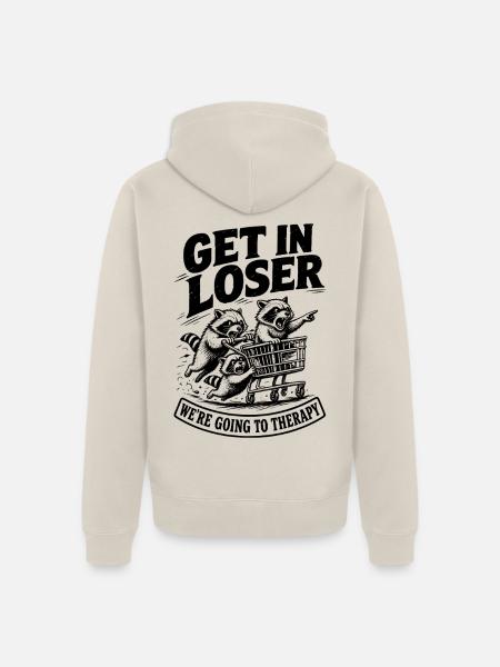 Get In Loser - Unisex Premium Bio Zip Hoodie - Beige