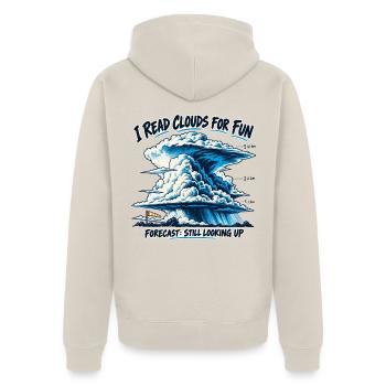 Cloud Watching – Ich lese Clouds zum Spaß - Unisex Premium Bio Zip Hoodie - Beige - Hinten - Thijin (182cm)