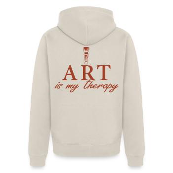 Kunst ist meine Therapie – Kreativ & Künstler - Unisex Premium Bio Zip Hoodie - Beige - Hinten - Thijin (182cm)