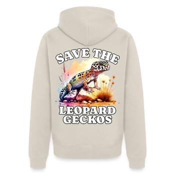 Save Leopardgecko - Unisex Premium Bio Zip Hoodie - Beige - Hinten - Thijin (182cm)
