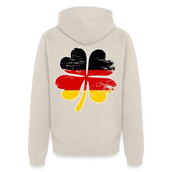 Deutschland Flagge Kleeblatt used - Unisex Premium Bio Zip Hoodie - Beige - Hinten - Thijin (182cm)