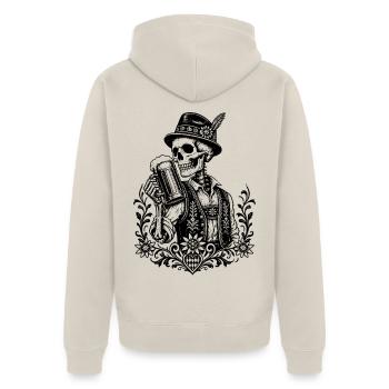 Bayerischer Totenkopf - Unisex Premium Bio Zip Hoodie - Beige - Hinten - Thijin (182cm)