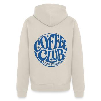 Coffee Club - Unisex Premium Bio Zip Hoodie - Beige - Hinten - Thijin (182cm)