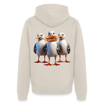 Möven Fischbrötchen Diebe - Unisex Premium Bio Zip Hoodie - Beige - Hinten - Thijin (182cm)