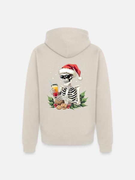 Skelett mit Santa Hut Cocktail - Unisex Premium Bio Zip Hoodie - Beige