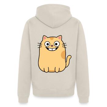Katze - Unisex Premium Bio Zip Hoodie - Beige - Hinten - Thijin (182cm)