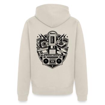 Retro Technik - Unisex Premium Bio Zip Hoodie - Beige - Hinten - Thijin (182cm)