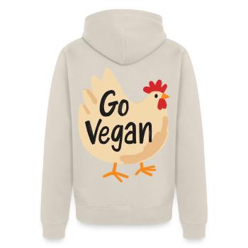 Go Vegan Cute Chicken - Unisex Premium Bio Zip Hoodie - Beige - Hinten - Thijin (182cm)