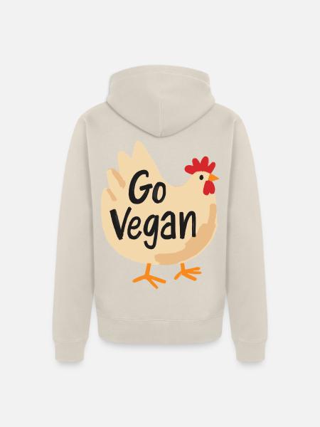 Go Vegan Cute Chicken - Unisex Premium Bio Zip Hoodie - Beige