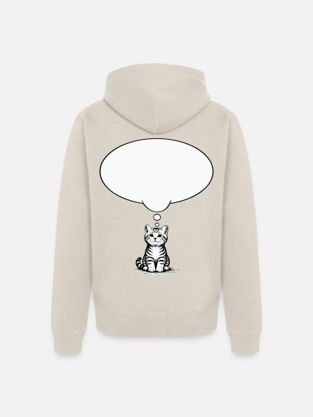 Katzenbaby sitzend mit Denkblase weiss - Unisex Premium Bio Zip Hoodie - Beige