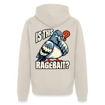 Ragebait Jugendwort 2026 Taube Meme - Unisex Premium Bio Zip Hoodie - Beige - Hinten - Thijin (182cm)