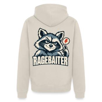Ragebaiter Waschbär Ragebait Jugendwort 2026 - Unisex Premium Bio Zip Hoodie - Beige - Hinten - Thijin (182cm)