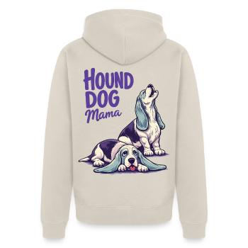 Hound Dog Mama - Unisex Premium Bio Zip Hoodie - Beige - Hinten - Thijin (182cm)