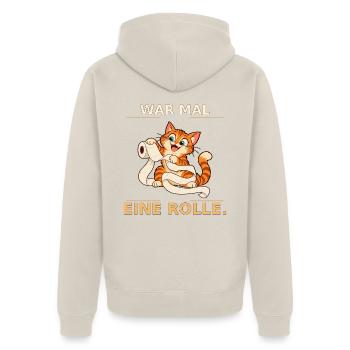 War mal eine Rolle Katze - Unisex Premium Bio Zip Hoodie - Beige - Hinten - Thijin (182cm)