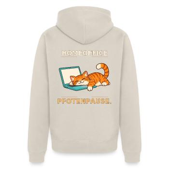 Homeoffice Pfotenpause Katze - Unisex Premium Bio Zip Hoodie - Beige - Hinten - Thijin (182cm)