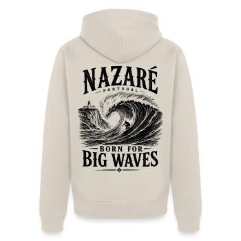 Nazaré Portugal - Unisex Premium Bio Zip Hoodie - Beige - Hinten - Thijin (182cm)