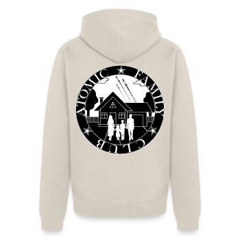 Familie im Kosmischen Haus - Unisex Premium Bio Zip Hoodie - Beige - Hinten - Thijin (182cm)