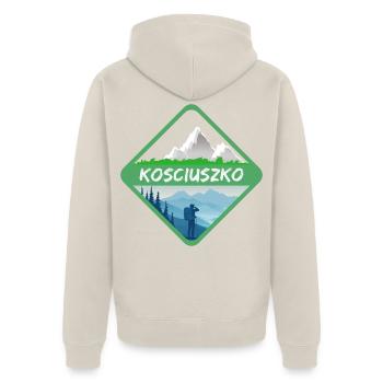 Geschenk für Kosciuszko - Unisex Premium Bio Zip Hoodie - Beige - Hinten - Thijin (182cm)