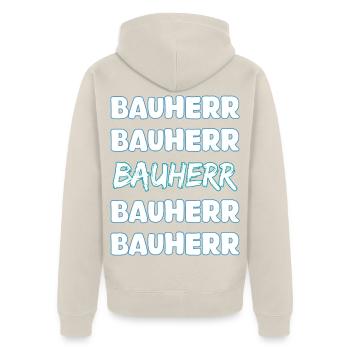 Bauherr - Unisex Premium Bio Zip Hoodie - Beige - Hinten - Thijin (182cm)