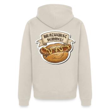 Bratwurst Semmel Emblem - Unisex Premium Bio Zip Hoodie - Beige - Hinten - Thijin (182cm)