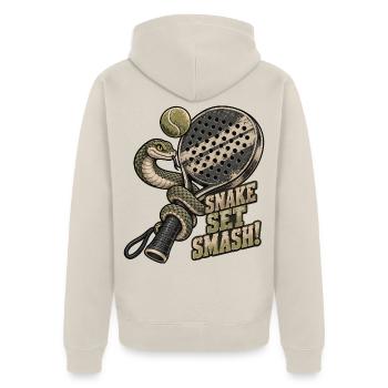 Schlangen-Set Smash-Pickleball - Unisex Premium Bio Zip Hoodie - Beige - Hinten - Thijin (182cm)
