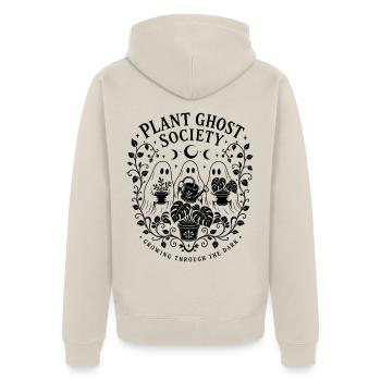 Plant Ghost Society - Unisex Premium Bio Zip Hoodie - Beige - Hinten - Thijin (182cm)