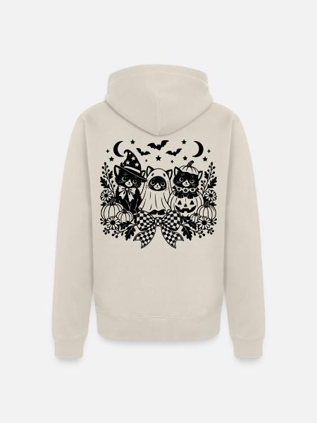 Halloween Katzen - Unisex Premium Bio Zip Hoodie - Beige
