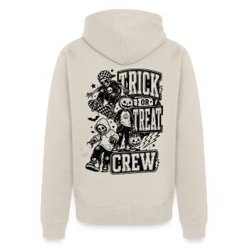 Trick or Treat Crew - Unisex Premium Bio Zip Hoodie - Beige - Hinten - Thijin (182cm)