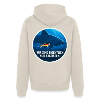Hat Deutschland überhaupt noch was zu sagen? - Unisex Premium Bio Zip Hoodie - Beige - Hinten - Thijin (182cm)