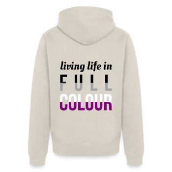 Full Colour asexuell - Unisex Premium Bio Zip Hoodie - Beige - Hinten - Thijin (182cm)