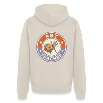 Vintage Kunstlehrer Farbpaletten-Pinsel Patch To - Unisex Premium Bio Zip Hoodie - Beige - Hinten - Thijin (182cm)