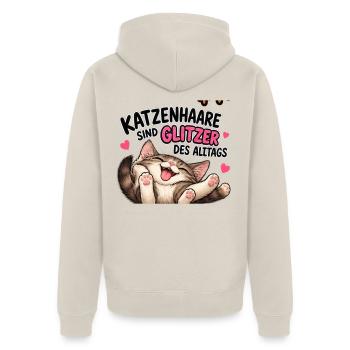 Katzenhaare sind Glitzer des Alltags - Unisex Premium Bio Zip Hoodie - Beige - Hinten - Thijin (182cm)