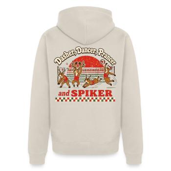 Volleyball Weihnachten Retro Rentiere Xmas Spiker - Unisex Premium Bio Zip Hoodie - Beige - Hinten - Thijin (182cm)