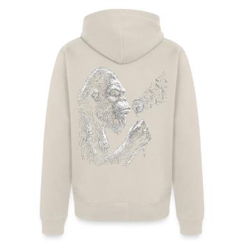 Bigfoot bläst Löwenzahn Vintage - Unisex Premium Bio Zip Hoodie - Beige - Hinten - Thijin (182cm)