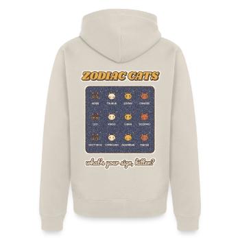 Zodiac-Katzen Alle 12-Sterne-Zeichen - Unisex Premium Bio Zip Hoodie - Beige - Hinten - Thijin (182cm)