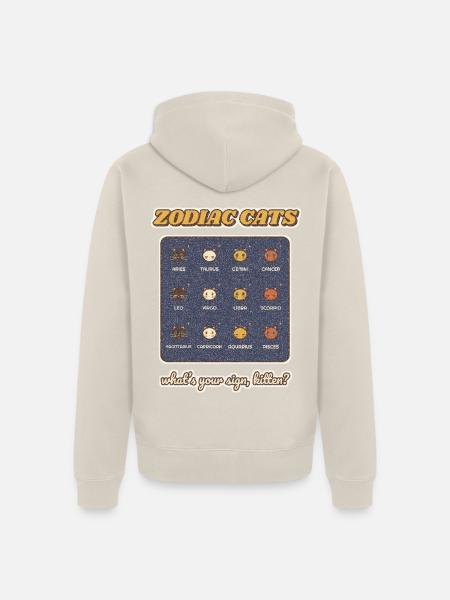 Zodiac-Katzen Alle 12-Sterne-Zeichen - Unisex Premium Bio Zip Hoodie - Beige