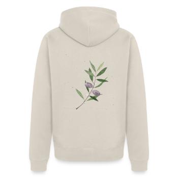 Olivenzweig Aquarell - Unisex Premium Bio Zip Hoodie - Beige - Hinten - Thijin (182cm)