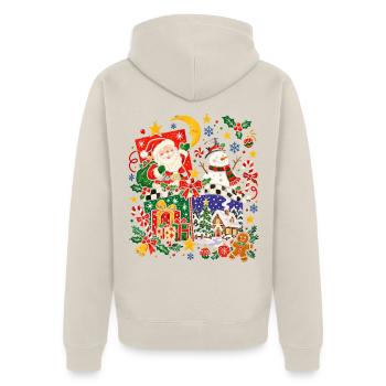 Festliche Weihnachtsszene mit Geschenken - Unisex Premium Bio Zip Hoodie - Beige - Hinten - Thijin (182cm)