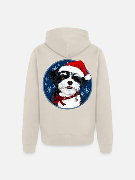 Hund Weihnachtsmann - Unisex Premium Bio Zip Hoodie - Beige