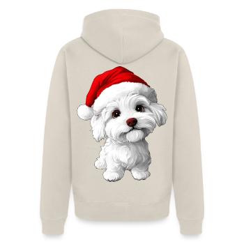 Weihnachten Hunde - Unisex Premium Bio Zip Hoodie - Beige - Hinten - Thijin (182cm)