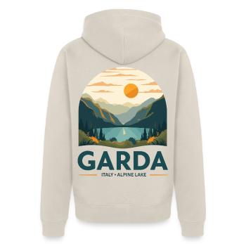 Garda Italy Alpine Lake - Unisex Premium Bio Zip Hoodie - Beige - Hinten - Thijin (182cm)