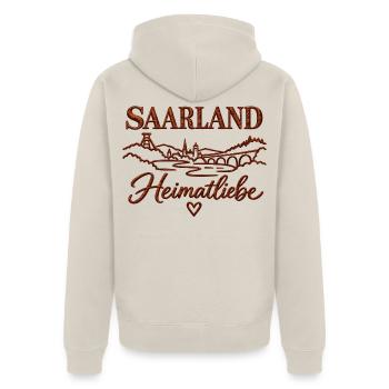 Saarland Heimatliebe - Unisex Premium Bio Zip Hoodie - Beige - Hinten - Thijin (182cm)
