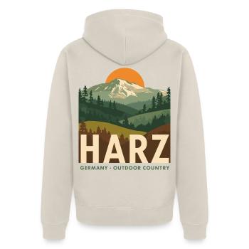 Harz Germany Outdoor Country - Unisex Premium Bio Zip Hoodie - Beige - Hinten - Thijin (182cm)