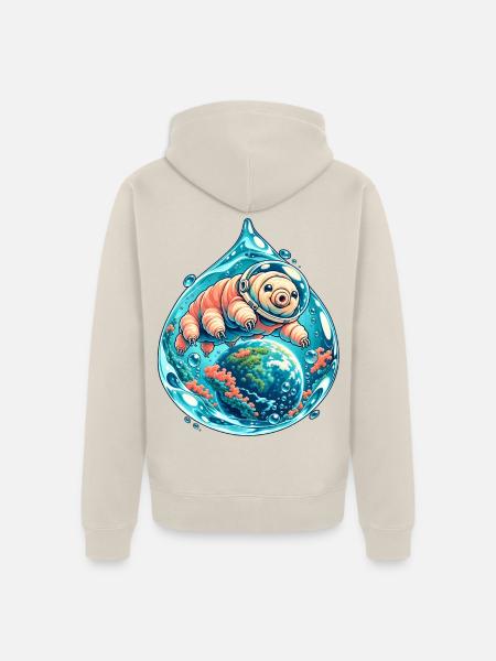 Kleine Tardigrade Kosmische Reise - Unisex Premium Bio Zip Hoodie - Beige