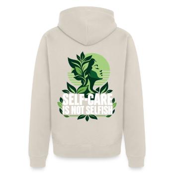 Mentale Gesundheit Bewusstsein Selbstfürsorge - Unisex Premium Bio Zip Hoodie - Beige - Hinten - Thijin (182cm)