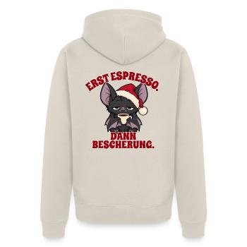 Fledermaus vor der Bescherung - Unisex Premium Bio Zip Hoodie - Beige - Hinten - Thijin (182cm)
