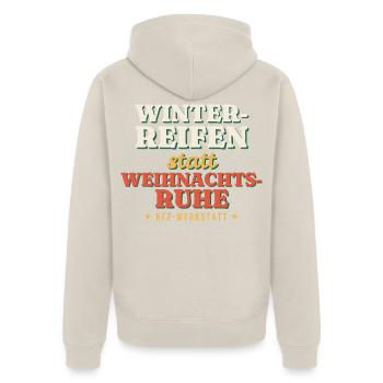 Winterreifen statt Weihnachtsruhe - Kfz - Unisex Premium Bio Zip Hoodie - Beige - Hinten - Thijin (182cm)