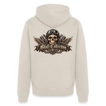 Skull biker biker wings Skull Collection - Unisex Premium Bio Zip Hoodie - Beige - Hinten - Thijin (182cm)