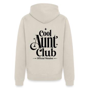 Cool Aunt Club - Unisex Premium Bio Zip Hoodie - Beige - Hinten - Thijin (182cm)